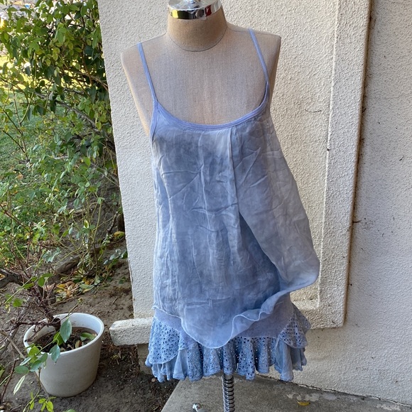 Made In Italy 100% silk stunning layered spaghetti strap mini dress - Picture 3 of 16